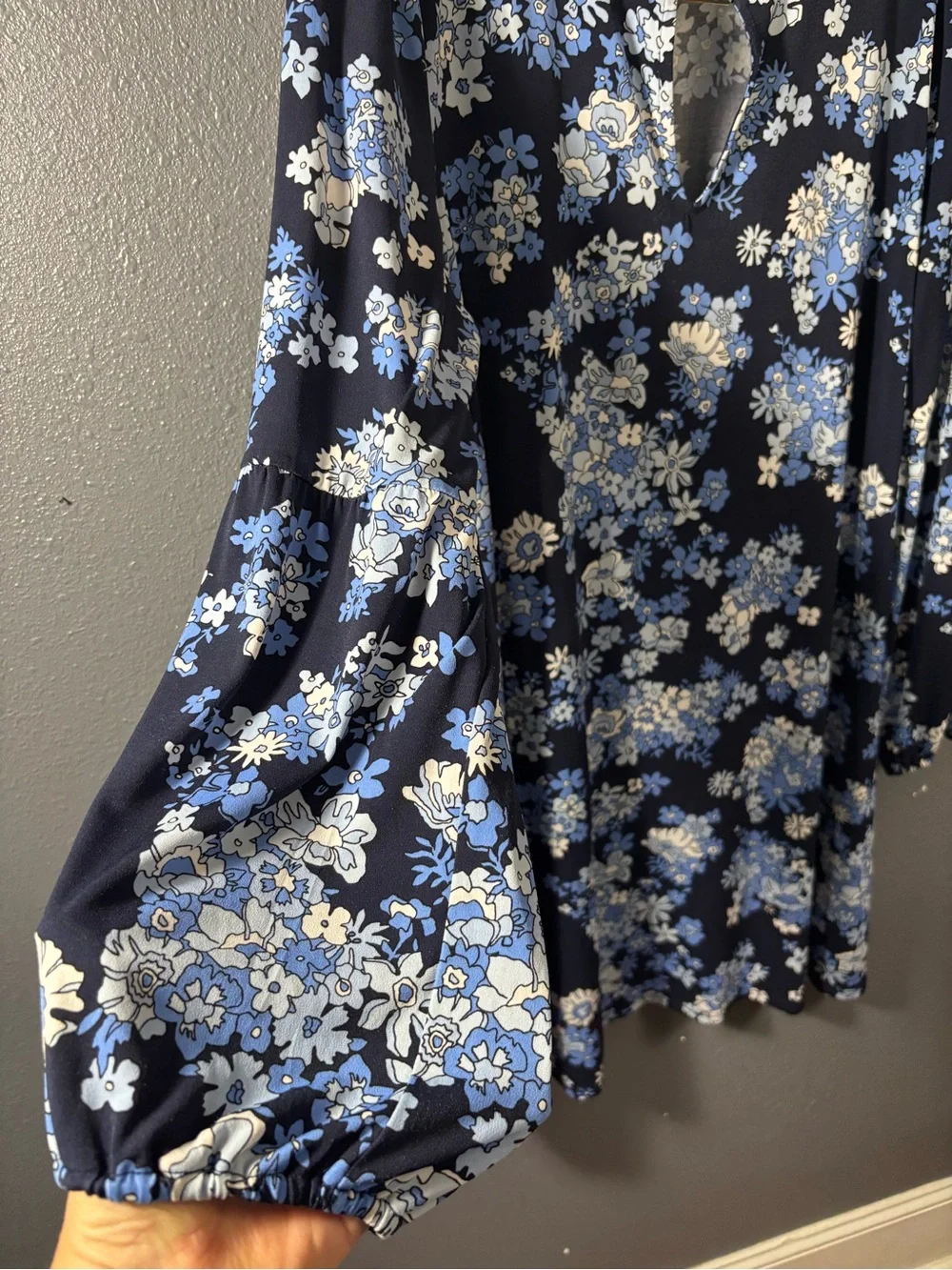 Michael Kors Navy Floral Tunic Dress with Blue & White Blooms